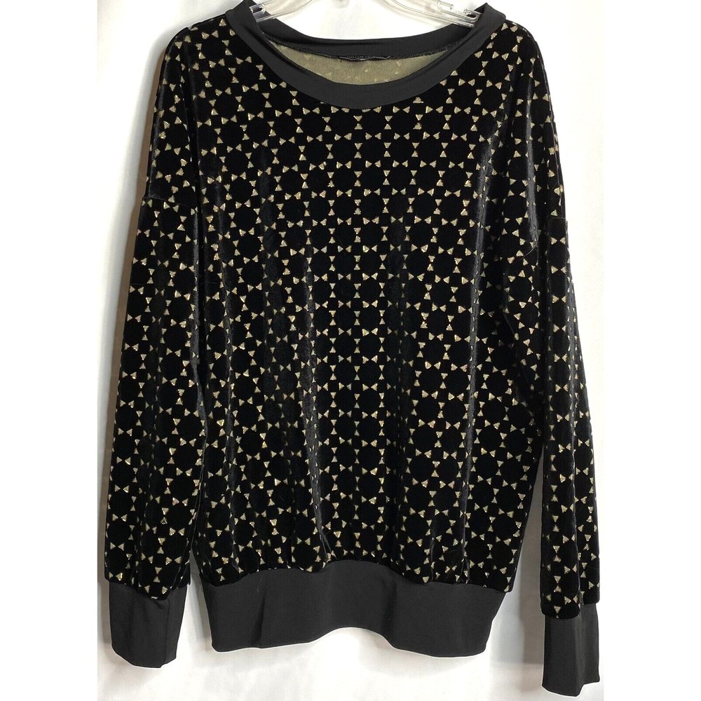 Julian Chang Velvety Sun Design Oversized Black Tunic Top Shirt Medium USA
